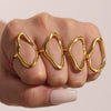 Wholesale Asymmetrical Line Open Index Finger Ring Geometric Stainless Steel With 18K Gold Electroplating For Women