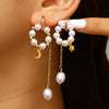 Wholesale Asymmetrical Long Tassel Star And Geometric Imitation Pearl Ear Clips For Women Electroplated