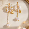 Wholesale Asymmetrical Long Tassel Star And Geometric Imitation Pearl Ear Clips For Women Electroplated