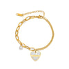 Wholesale Asymmetrical Pearl Heart Pendant Titanium Steel Bracelet For Women With Electroplating Design