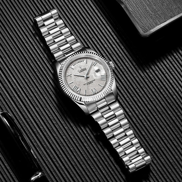 Wholesale Automatic Mechanical Watch Men's Stainless Steel Case Round Dial Sapphire Calendar Leisure Style