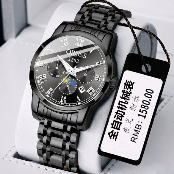 Wholesale Automatic Men's Watch Alloy Case And Strap Mineral Strengthened Glass Mirror Round Dial Leisure Style Waterproof Luminous