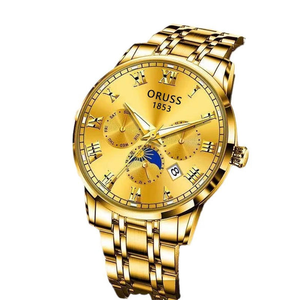 Wholesale Automatic Men's Watch Alloy Case And Strap Mineral Strengthened Glass Mirror Round Dial Leisure Style Waterproof Luminous