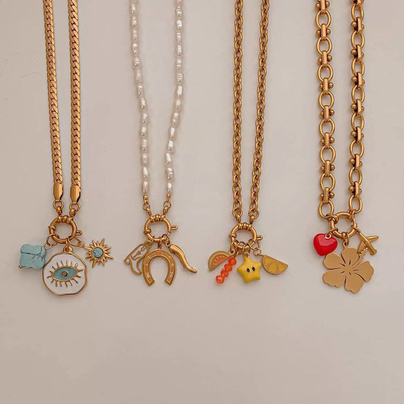 Wholesale Bag Stainless Steel Fruit Pattern Electroplated Pendant