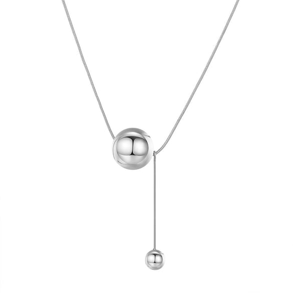 Wholesale Ball Clavicle Chain With Gold Bead Pendant Alloy Material Geometric Pattern Electroplating Treatment For Women Cold Style Niche Design