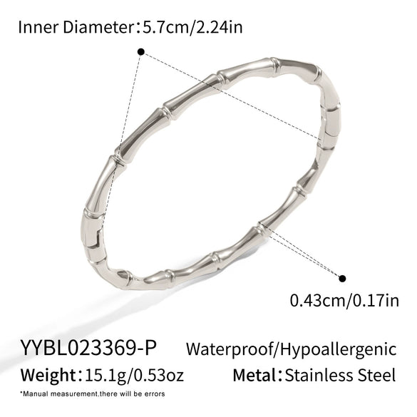 Wholesale Bamboo Style Stainless Steel Bracelets With 18K Gold Handmade And Electroplating Nonfading