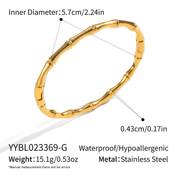 Wholesale Bamboo Style Stainless Steel Bracelets With 18K Gold Handmade And Electroplating Nonfading