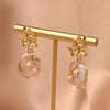 Wholesale Baroque Asymmetrical Earrings With Natural Pearl Flower Tassel Retro Temperament Metal Material And Electroplating Design