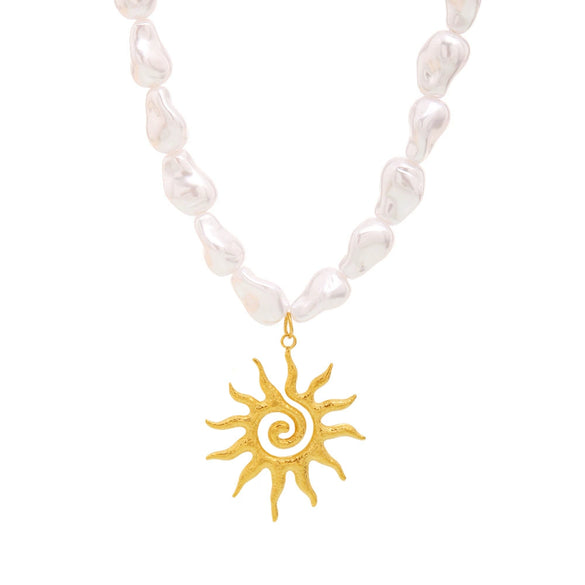 Wholesale Baroque Beads Starfish Multiaccessories Collarbone Necklace In Stainless Steel Shell Beads With Electroplating Geometric Pattern For Women Light Luxury Minimalist Style