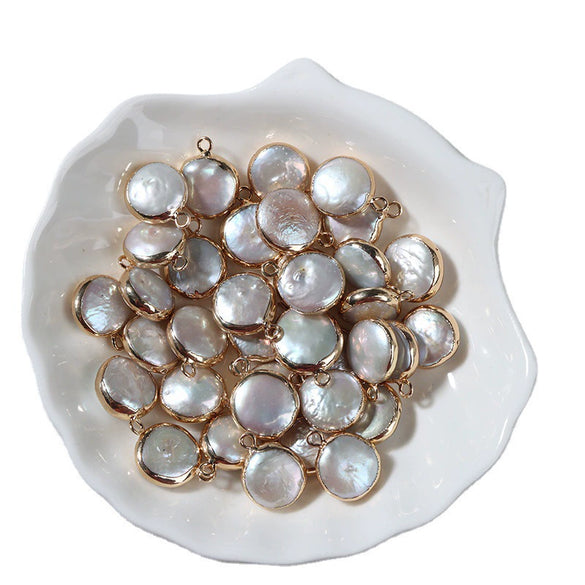 Wholesale Baroque Button Edging Single Hanging Natural Freshwater Pearl Jewelry Accessories