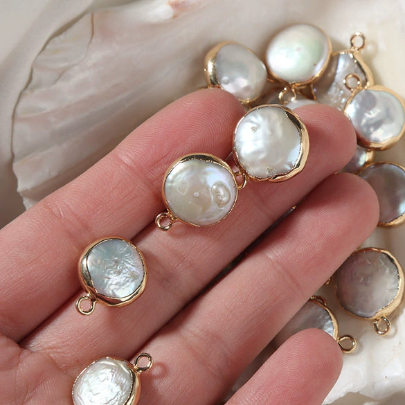 Wholesale Baroque Button Edging Single Hanging Natural Freshwater Pearl Jewelry Accessories