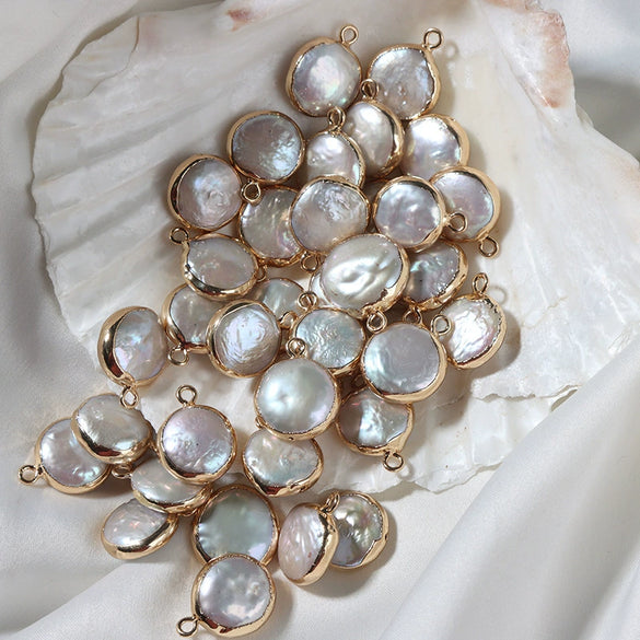 Wholesale Baroque Button Edging Single Hanging Natural Freshwater Pearl Jewelry Accessories