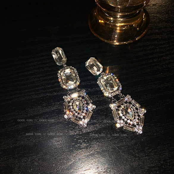 Wholesale Baroque Style Exaggerated Full Diamond Earrings In Alloy With Silver Needle