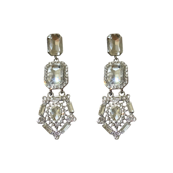 Wholesale Baroque Style Exaggerated Full Diamond Earrings In Alloy With Silver Needle