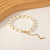 Wholesale Baroque Style Stainless Steel 18K Gold Plated Artificial Pearl String Gold Beads Geometric Bracelet With 18K Vacuum Plating In Furnace For Women