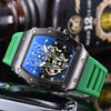 Wholesale Barrel Dial Quartz Watch Business Style Alloy Case Rubber Strap Stainless Steel Buckle For Men