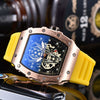 Wholesale Barrel Dial Quartz Watch Business Style Alloy Case Rubber Strap Stainless Steel Buckle For Men