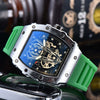 Wholesale Barrel Dial Quartz Watch Business Style Alloy Case Rubber Strap Stainless Steel Buckle For Men