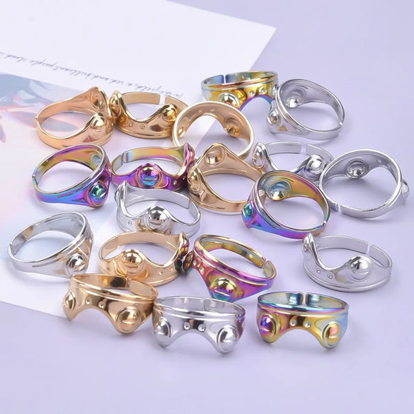 Wholesale Basic Geometric Stainless Steel Plating Open Rings