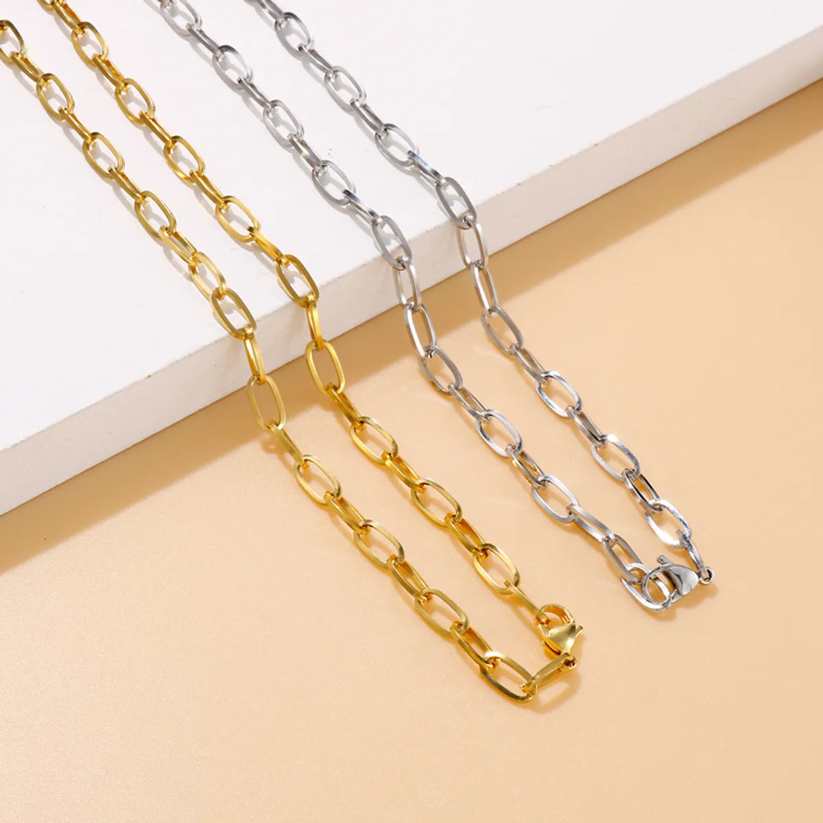 Wholesale Basic Geometric Titanium Steel 18k Gold Plated Bracelets Necklace