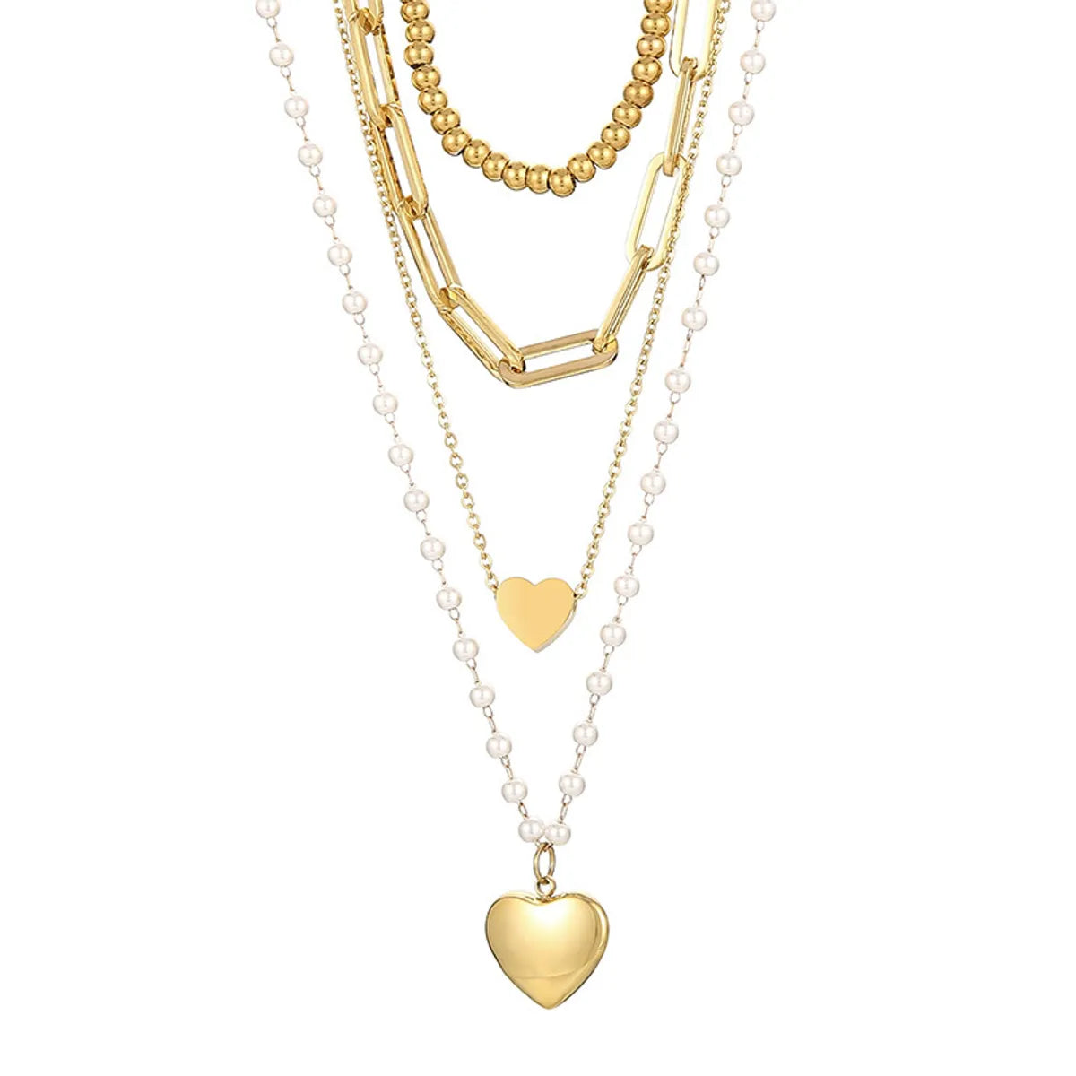 Wholesale Basic Heart Shape Titanium Steel Plating Gold Plated Sweater Chain