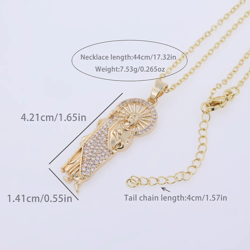 Wholesale Basic Modern Style Classic Style Human Copper Plating Hollow Out Inlay 18K Gold Plated White Gold Plated Zircon Pendant Necklace