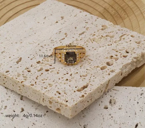 Copper K Gold Plated Basic Modern Style Classic Style Inlay Square Zircon Rings