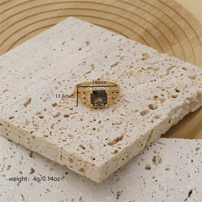 Copper K Gold Plated Basic Modern Style Classic Style Inlay Square Zircon Rings