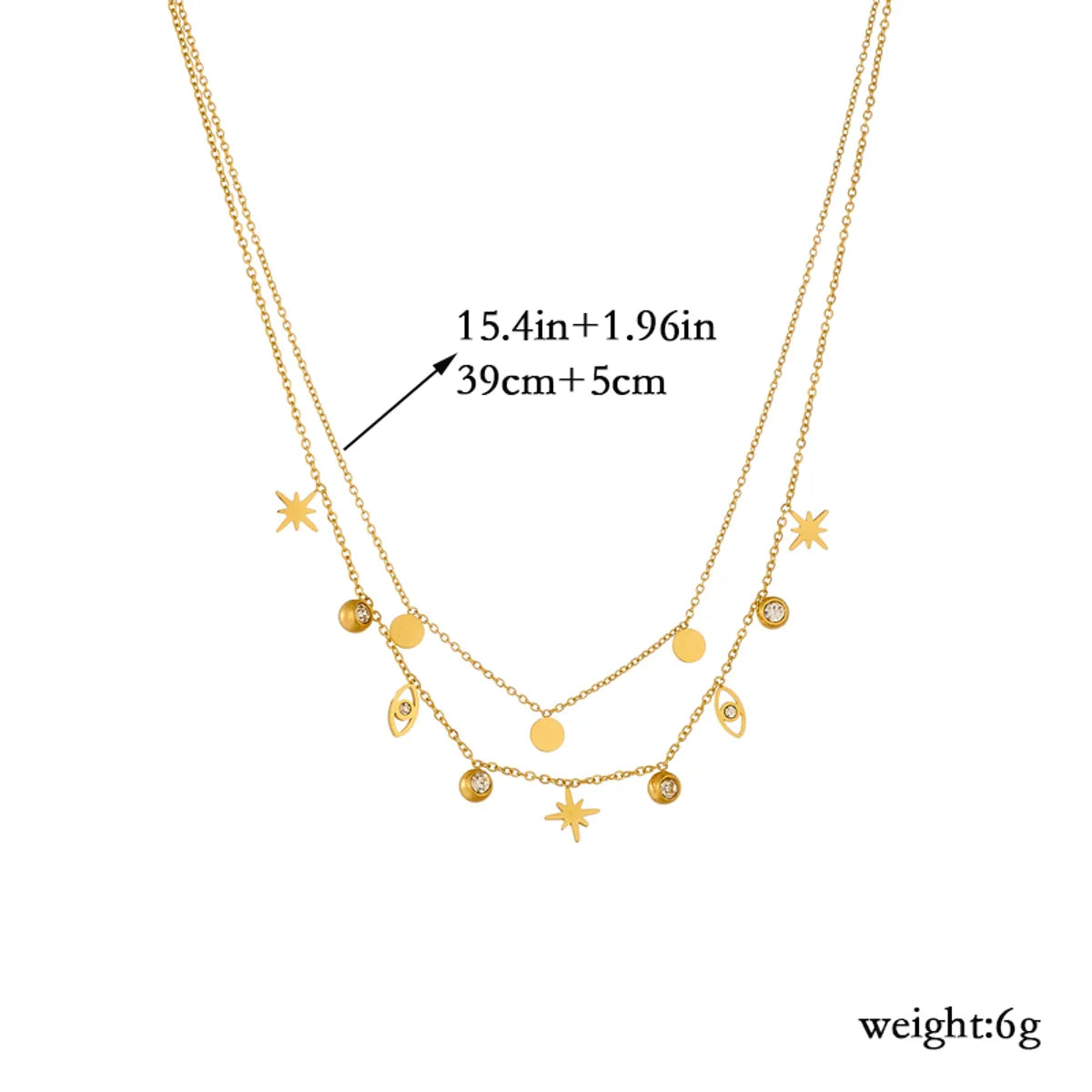 Wholesale Basic Simple Style Devil's Eye Star Titanium Steel Plating Inlay 18k Gold Plated Zircon Layered Necklaces