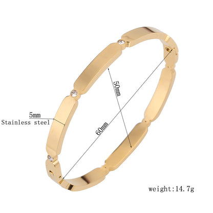 Wholesale Basic Solid Color Stainless Steel 18k Gold Plated Zircon Bangle