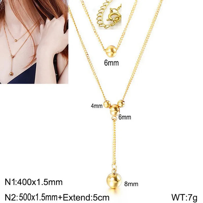 Wholesale Jewelry Basic Solid Color Stainless Steel Titanium Steel 18K Gold Plated Plating Layered Necklaces