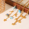 Wholesale Beach Ocean Wind Titanium Steel And Stainless Steel Necklace With Starfish Dolphin Seahorse Shell Pendant And Cross Chain For Women Electroplated Animal Zodiac Design
