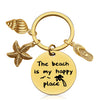 Wholesale Beach Stainless Steel Keychain With Starfish And Conch Design