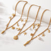 Wholesale Beach Summer Fashion Starfish Conch Pearl Jewelry Titanium Steel Ocean Clavicle Chain With Electroplating For Women