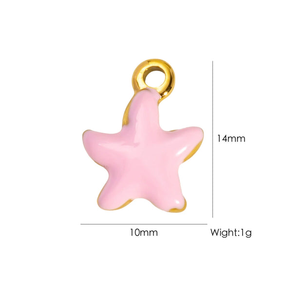 Wholesale Beach Wind Pendant Accessories Animal Style Starfish Shell 304 Stainless Steel Electroplated