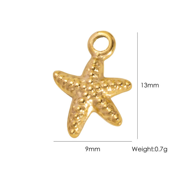 Wholesale Beach Wind Pendant Accessories Animal Style Starfish Shell 304 Stainless Steel Electroplated