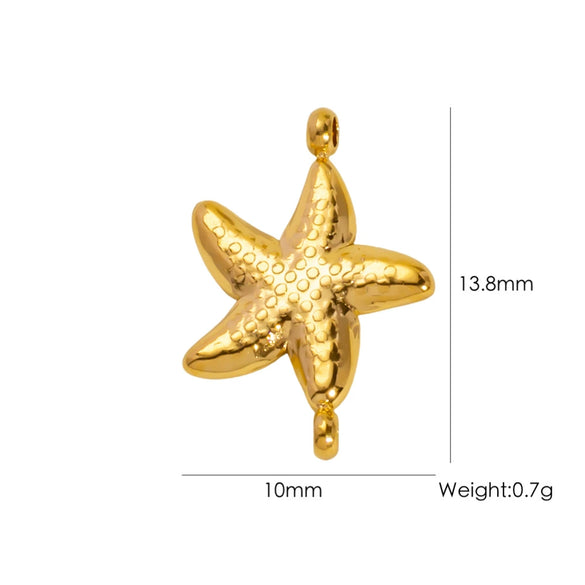 Wholesale Beach Wind Pendant Accessories Animal Style Starfish Shell 304 Stainless Steel Electroplated