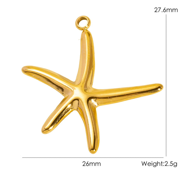 Wholesale Beach Wind Pendant Accessories Animal Style Starfish Shell 304 Stainless Steel Electroplated