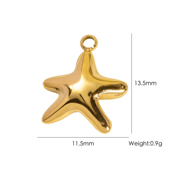 Wholesale Beach Wind Pendant Accessories Animal Style Starfish Shell 304 Stainless Steel Electroplated