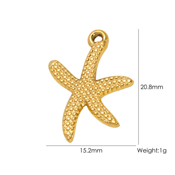 Wholesale Beach Wind Pendant Accessories Animal Style Starfish Shell 304 Stainless Steel Electroplated