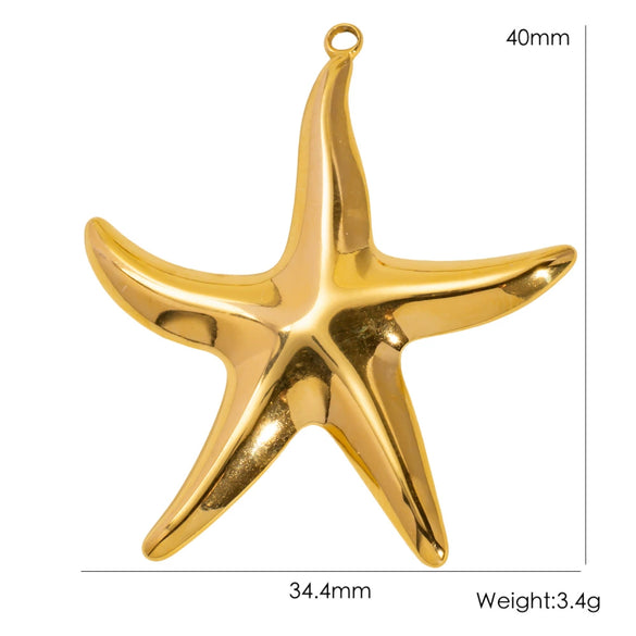 Wholesale Beach Wind Pendant Accessories Animal Style Starfish Shell 304 Stainless Steel Electroplated