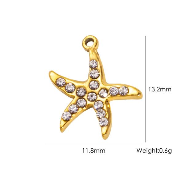 Wholesale Beach Wind Pendant Accessories Animal Style Starfish Shell 304 Stainless Steel Electroplated