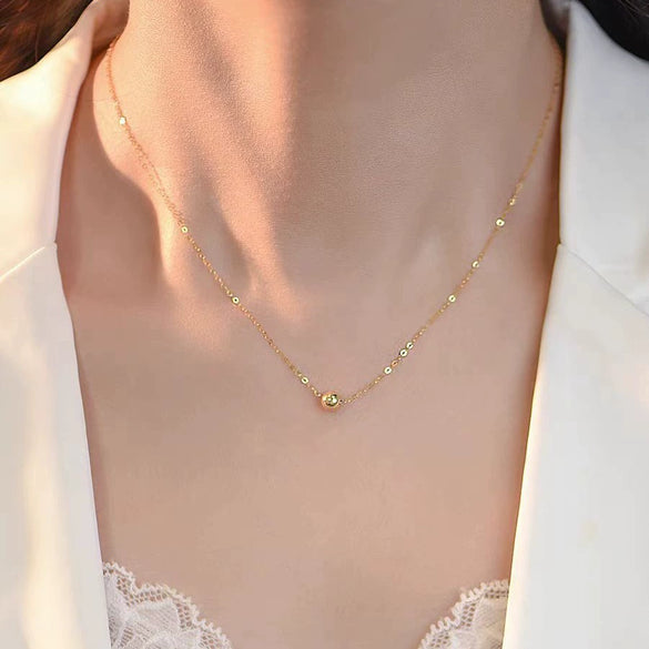 Wholesale Bead Necklace 925 Sterling Silver Geometric Oshaped Chain Plated With Gold Polished Minimalist Style For Women