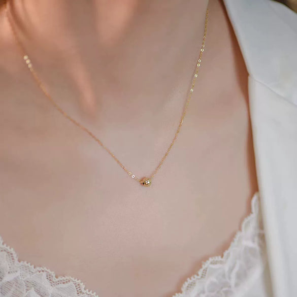 Wholesale Bead Necklace 925 Sterling Silver Geometric Oshaped Chain Plated With Gold Polished Minimalist Style For Women