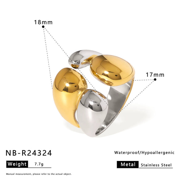 Wholesale Bead Open Heartshaped Ring For Women Stainless Steel With Geometric Pattern And Electroplating