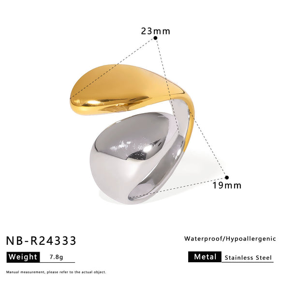 Wholesale Bead Open Heartshaped Ring For Women Stainless Steel With Geometric Pattern And Electroplating