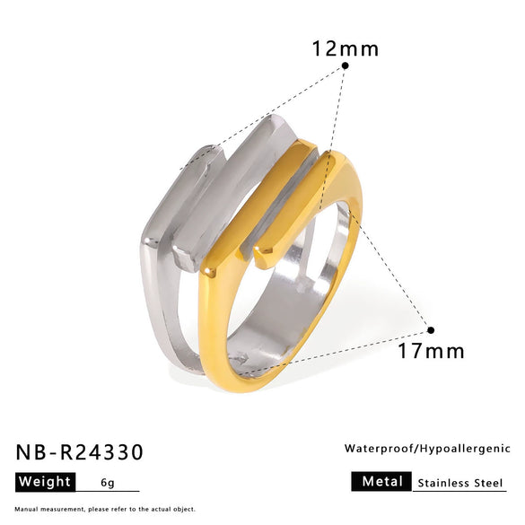 Wholesale Bead Open Heartshaped Ring For Women Stainless Steel With Geometric Pattern And Electroplating