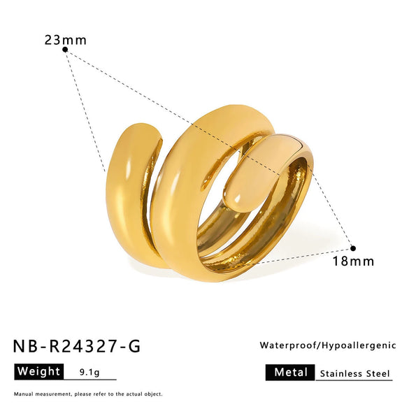 Wholesale Bead Open Heartshaped Ring For Women Stainless Steel With Geometric Pattern And Electroplating