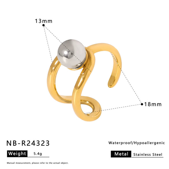 Wholesale Bead Open Heartshaped Ring For Women Stainless Steel With Geometric Pattern And Electroplating