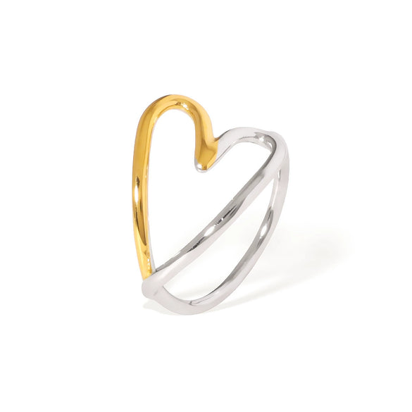 Wholesale Bead Open Heartshaped Ring For Women Stainless Steel With Geometric Pattern And Electroplating